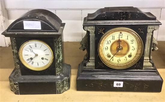 2 Victorian slate mantel clocks